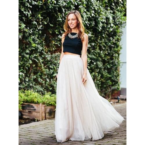 Summer Skirts New Women Purple Retro Chiffon Pleated Double Layer Skirt Casual Elastic High Waist Maxi Skirts