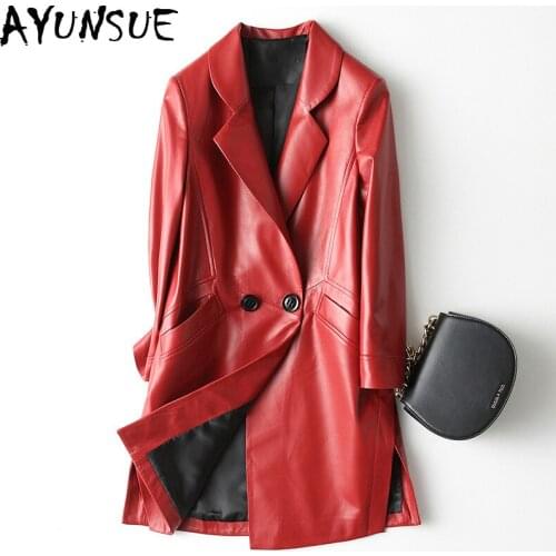 AYUNSUE Genuine Leather Jacket Autumn Winter Jacket Women Real Sheepskin Coat Female Long Trench Coats Chaqueta Mujer 2020