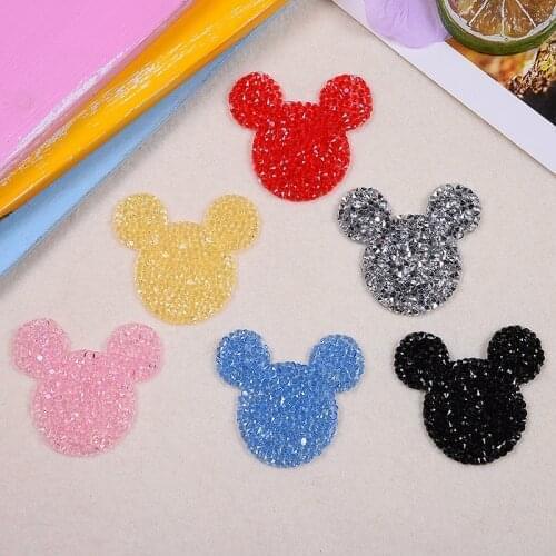 10pcs Sparkling mouse Embroidery Iron Patches for Clothing By Diamond Rhinestones Black Iron on Stick Applique Jersey
