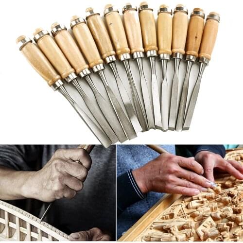 12PCS Assorted Wood Working Carving Chisels Tools Skew Sculpting Tool Set Wood Carving Tools Chisel set Knives