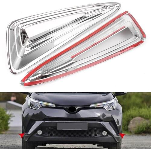 2pcs Chrome Car Front Fog Lamp Light Moulding Trim Decoration for TOYOTA C-HR CHR 2016 2017 2018 ABS Plastic