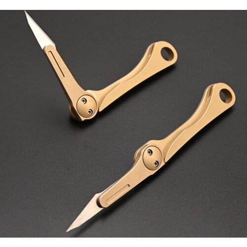 2pcs Mini Brass Folding Knife EDC Multi-function Tool Knife Portable Art Knife Outdoor Emergency Scalpel Knife Drop Ship