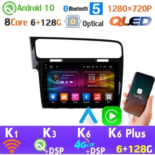 Android 10.0 QLED 1280*720P Car Radio GPS Player For Volkswagen VW Golf 7 MK7 HDMI Head Unit CarPlay SPDIF auto 4G LTE AHD 1080P