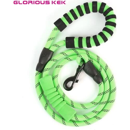 GLORIOUS KEK Dog Leash Rope Reflective Double Handles Dog Walking Leads Soft Foam Handle Long Nylon Pet Running Tracking Leash