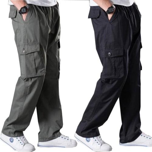 Spring and Summer Thin Section Casual pants Mens Large size size 6XL Multi-pocket jeans Mens Elastic Waist Large size Overalls