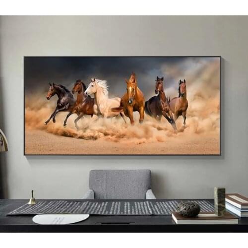 Black White Running Horses Pictures Canvas Painting Posters and Prints Modern Animals Wall Art for Living Room Decor Cuadros