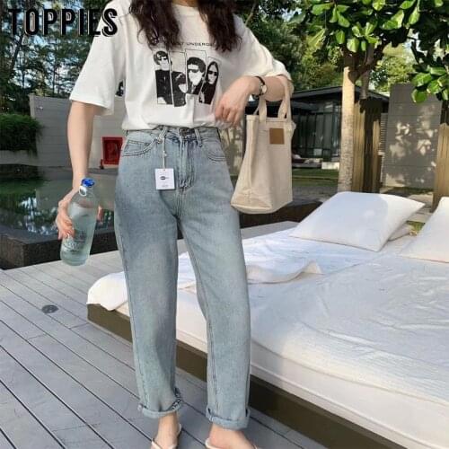 2020 Jeans Women High Waist Mom Jeans Korean Fashion Loose Denim Pants Vintage Streetwear