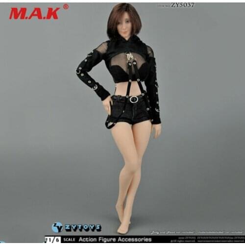 ZYTOYS 1/6 ZY5037 Clothes black color Pants Model Fit 12inch Female Action Figure Body Toys in stock