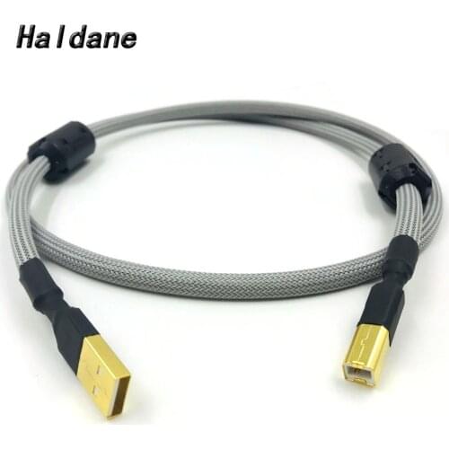 Haldane HIFI 4 cores Single Crystal Copperr USB Cable DAC A-B Digital USB 2.0 Type A to B Male Audio Cable(gray)