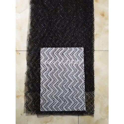 JRB-120945 French Lace Fabric With sequins High Quality African Sequin Lace Fabric in black color