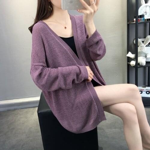 2019 new v-neck knit cardigan women short paragraph long-sleeved early spring and autumn sweater cardigan coat female