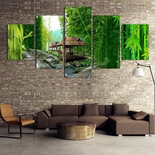Green Bamboo Landscape Canvas Painting Wall Pictures For Living Room Decor unframed art picture