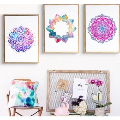 Beautiful Mandala Ornament Yoga Wall Art Print Poster , Yoga Wall Pictures Home Decor Vintage Decorative Canvas Painting