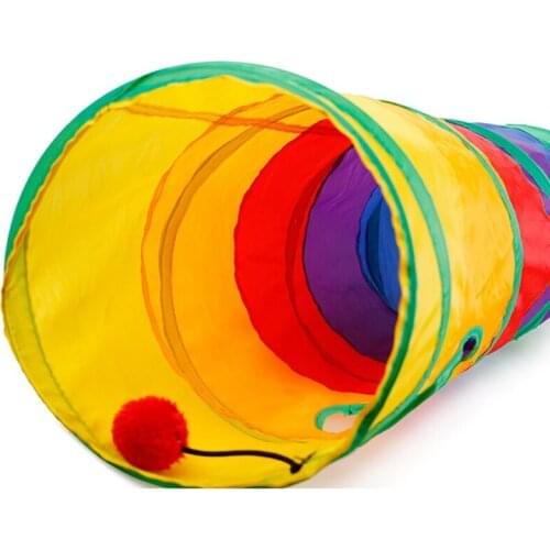 Nice Pet Tunnel Cat Printed Green Crinkly Kitten Tunnel Toy With Ball Play Fun Polyester cloth chat Toys