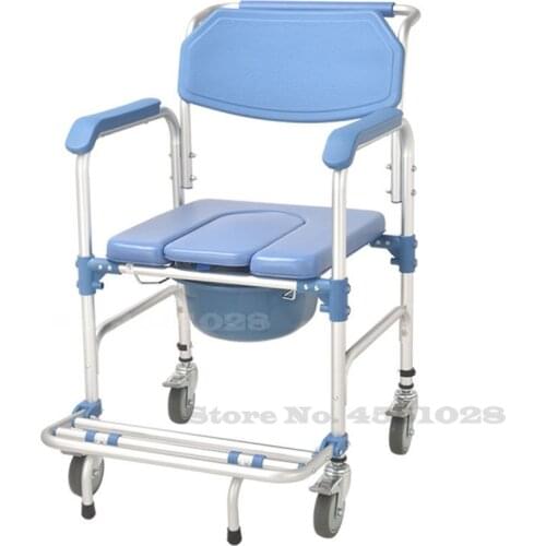 10% H Bedside Commode Shower Chair for Senior Adults, Handicap, Elderly Adjustable Height, Folding, Medical Toilet Chair Stool