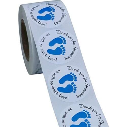 500pcs Blue/pink Home & Kitchen Round Baby Shower Decorations Stickers for Wedding Decoration Birthday Party Decorations Kids