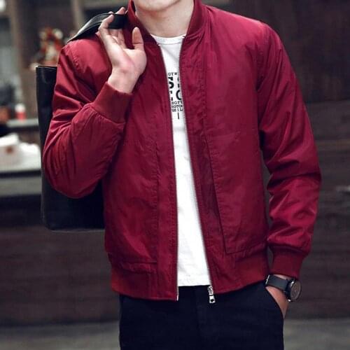 Men Solid Color Zipper Slim Fits Jacket Long Sleeve Pocket Coat Baseball Uniform Breathable Male Windbreakers Streetwear