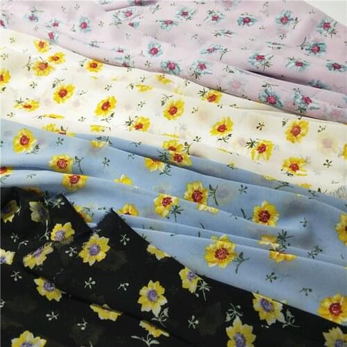 Qualified Chiffon Floral Print Sewing Fabric Breathable Dress Scarf Craft Fabric in Summer Chiffon