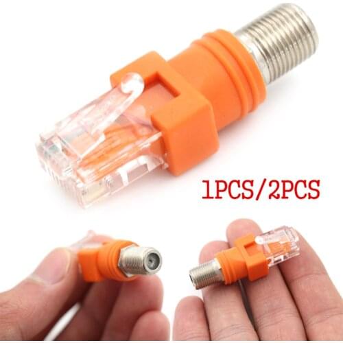 Hot! One Or 2pcs F-Type Connectors RF Female To RJ45 Male Coaxial Barrel Coupler Adapter Coax Adapter, RJ45 To RF Connectors