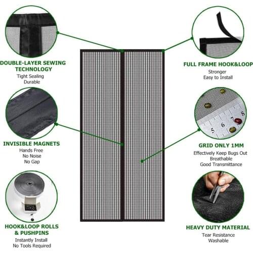 Magnetic Mosquito Net Summer Anti Bug Fly Door Curtains Mesh Automatic Closing Door Screen Kitchen Sticker Curtain