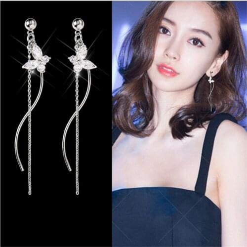 Fashion Ear line Tassel Earrings long style Korean versatile jewelry anti allergy Earrings