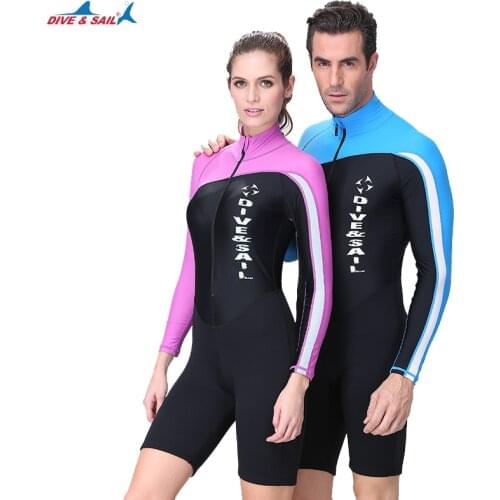 Mens And Womens One-Piece Sunscreen Wetsuit Lycra Long-Sleeve Swimsuit Swim Trunks Couple Sunscreen Swimming Surfing Suit