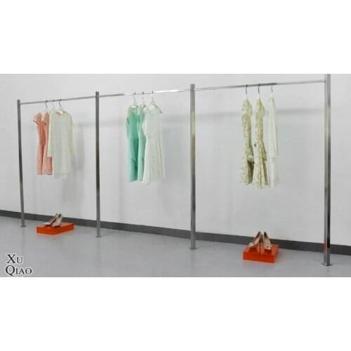 Clothing store clothes display rack floor-standing clothing store shelf display design simple stainless steel lock floor rack