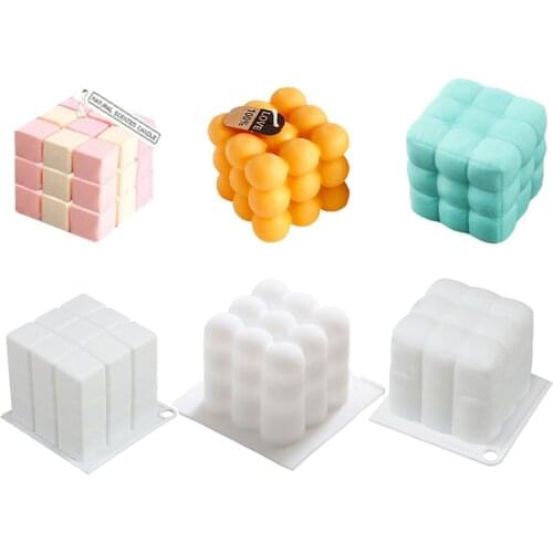 New Square Rubiks Cube Wax Candle Silicone Molds 3D Craft Handmade Aroma Soy Wax Candle For Baking Dessert Cake Mould Tool