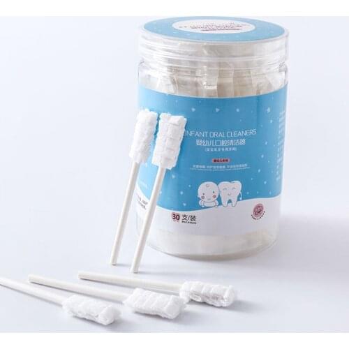 30Pcs Baby Tongue Cleaner Disposable Gauze Toothbrush Paper Rod Infant Oral Cleaning Stick Dental Care