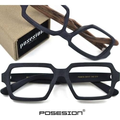 Acetate Glasses Frames Men Women Big Square wooden Optical Glasses Frames Brand Designer Vintage Hand Made Top Quality Q307