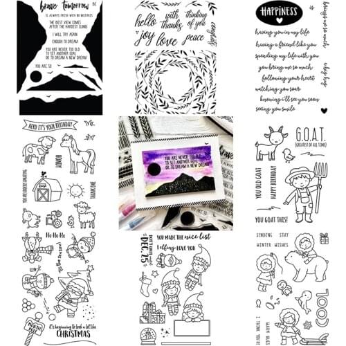 Clear Transparent Stamps Snowman Santa Claus Boys And Girls Goat Sheep Cow Clouds Star Moon Earth Sun Basic Words Sentences 2020