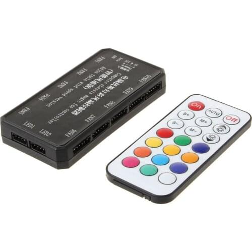 Adjustable LED Computer PC Cooling Fan Cooler Controller for CPU+IR Remote Control Cooling Shell Heat Sink Accessories C26