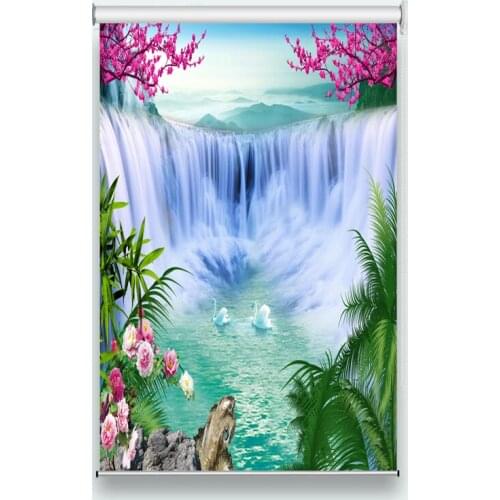 Roller blinds on the window Waterfall scenery living room bedroom Bathroom study kitchen Home decoration 3D roller blinds