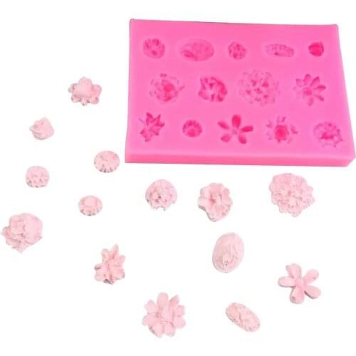 A variety of small flower modeling series silicone mold manual DIY chocolate fondant cake decoration mold glue dropping tools