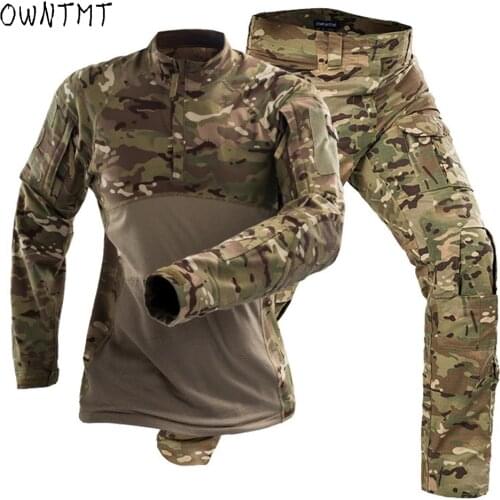 Tactical Uniforms Men Airsoft Military Clothing Camouflage Special Force Suits Paintball Army Combat Shirt+Cargo Pants No Pads