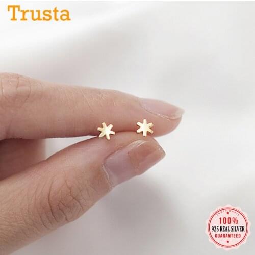 TrustDavis Real 925 Sterling Silver Sweet Cute Minimalist Mini Sunflower Stud Earrings For Women Wedding Jewelry Gift DS1020