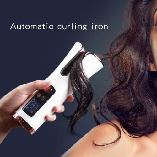 Hair Roller Curler USB Rechargeable Cordless Hair Curler Automatic Curling Iron with LCD Temp Display and Timer Hair Stylingtool