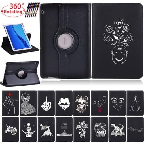 360 Rotating Tablet Case for Huawei MediaPad T5 10 10.1"/T3 10 9.6" Scratch-Resistant Leather Protective Case+ Stylus