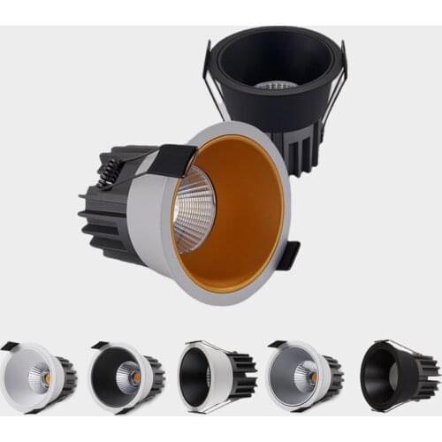 Anti Glare Dimmable COB LED Downlights 7W/9W/12W/15W LED Ceiling Spot Lights Warm Cold White Background Lamps Indoor Lighting