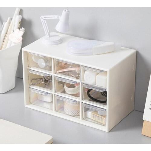 9 Grids Desktop Storage Box Jewelry Drawer Pearl Plastic Cosmetic Earrings Makeup Organizer For The Drawer Transparent Box