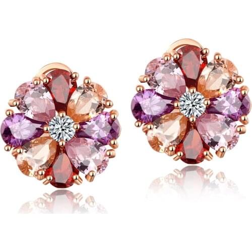 YJGS New Design Jewelry Zircon Sun Flowers Clip Earrings Piercing For Women Wedding Party Decorations Earring Holiday Gifts