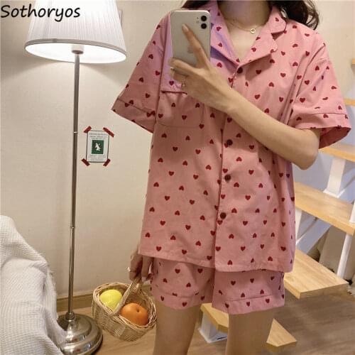 Women Pajama Sets Short Sleeve Turn-down Collar Plaid Fashion Kawaii Sleepwear Teens Ulzzang Chic Comfortable Soft Patchwork New