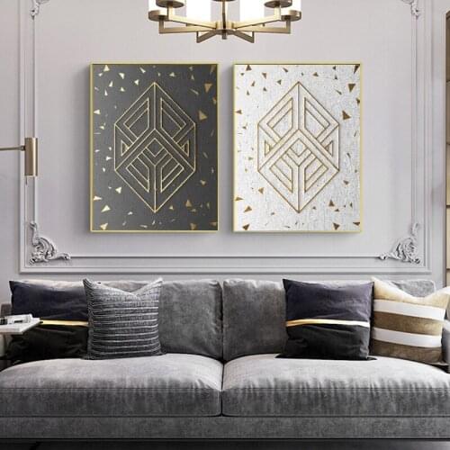 Gold Geometric Poster Canvas Print Painting Wall Art Living Room Home Decoration