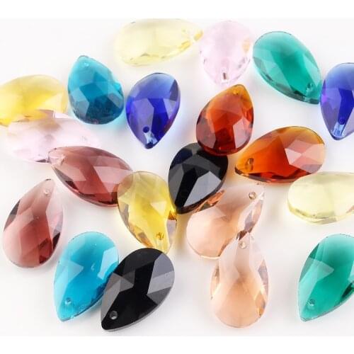 20pcs/lot Glass Drop Beads 13*22mm Crystal Teardrop Pendant For DIY Making Womens Charm Earing Jewelry Accessories
