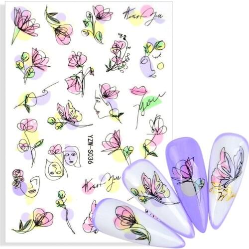 2021 New Succulent Plants Flower 3D Nail Sticker Spring Floral Leaves Adhesive Transfer Decals Slider DIY Nail Art Decoration