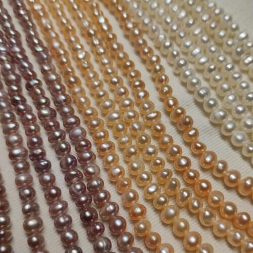 3-4mm Oval Patato shaped Natural Freshwater Pearl Classic Choker Necklace DIY Jewelry Single Strand For Women 37cm