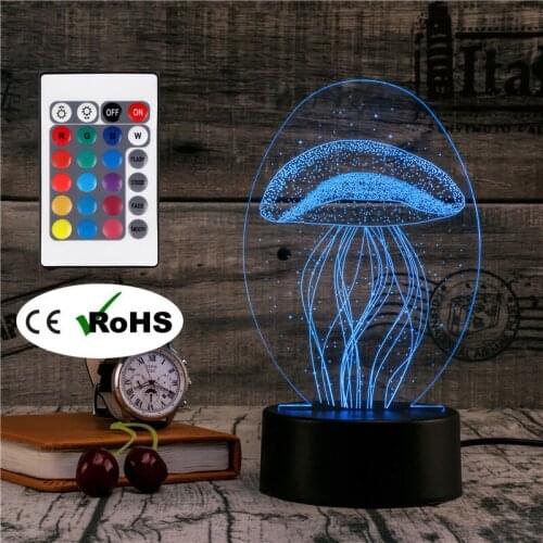 3D Led Night Light Table Lamp Jellyfish Light Led Home Corridor Hotel Party Atmosphere Lights Novety Lighting Creative Gift