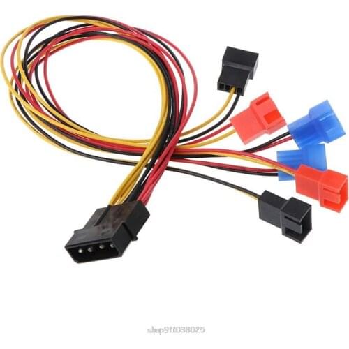 4-Pin IDE Molex To 6-Port Cooling Fan 2-Pin Splitter Power PC DIY Adapter Cable Ja20 21 Dropship