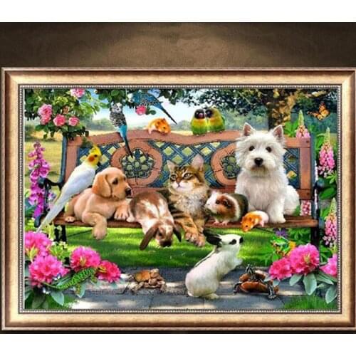 5D DIY Diamond Painting Painted Cartoon Animals Cats Mosaic Embroidery Animal Cross Stitch Embroidery Crafts Decoration