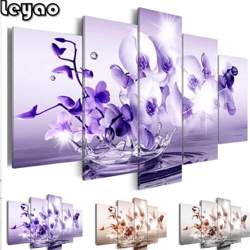 Diamond painting Home Decor 5 Pieces Colourful Moth Orchid Diamond Embroidery Sale picture Of Rhinestones Cross Stitch Art